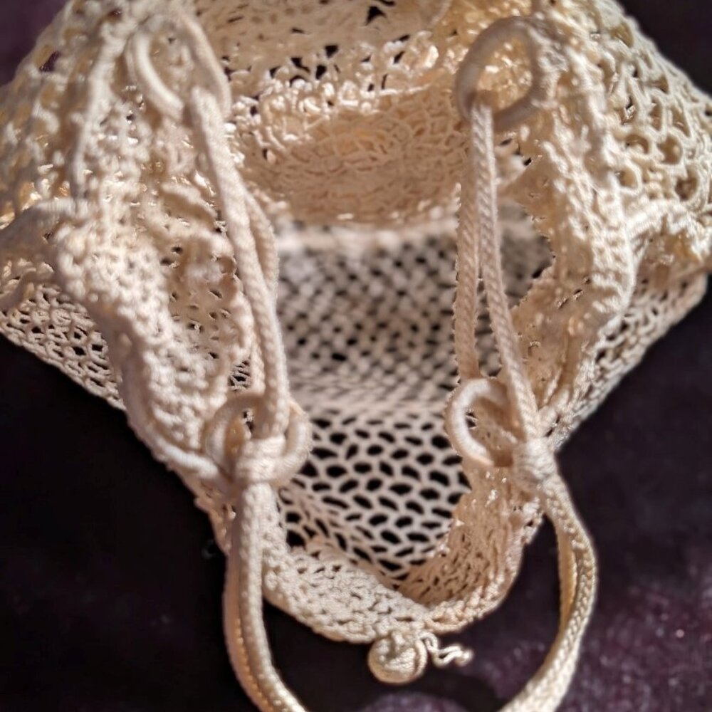 Antique Crocheted Lace Purse Evening Wedding Bag Victorian - Picture 13 of 16